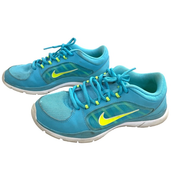 Nike Shoes - Nike Trainers Blue White Sneakers 11 Flex Trainer Shoes Clearwater Blue Yellow